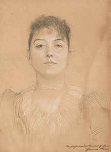 Porträtt av en kvinna, ca 1890-1891 av Gustav Klimt