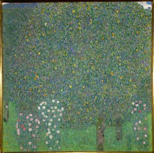 Rosenbuskar under träd av Gustav Klimt