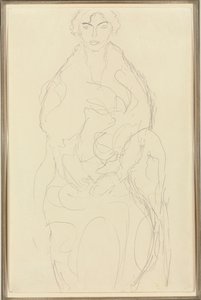 Sittande kvinna framifrån, c.1917-18 av Gustav Klimt