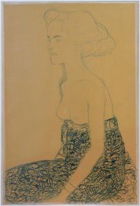 Sitter halvakt till vänster av Gustav Klimt