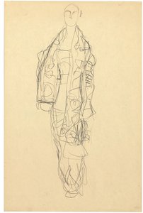 Stående dam med cape, ca 1914-16 (blyerts på papper) av Gustav Klimt
