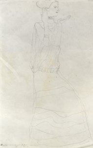 Stående kvinna med upphöjda händer av Gustav Klimt
