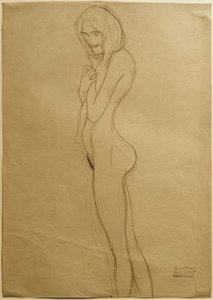 Studera för vänster gorgon i Beethovenfrisen av Gustav Klimt