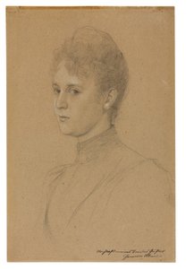 Studie till porträtt (Mrs Heymann), ca 1892 (blyerts med vit förhöjning på buffertpapper) av Gustav Klimt