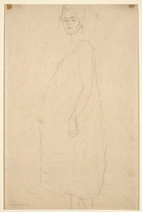 Studie av en påklädd gravid kvinna, ca 1915-16 (blyerts på simili Japan-papper) av Gustav Klimt