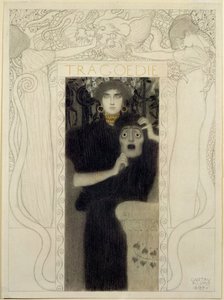 Tragedin. Studie till allegorin om Tragedin (penna och bläck, vit lav) av Gustav Klimt