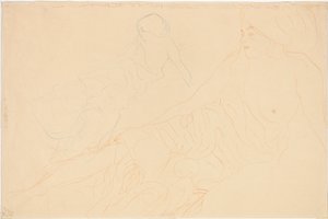 Två studier av en liggande kvinna, 1913 av Gustav Klimt