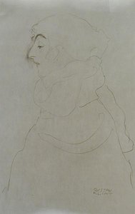 Kvinna i profil, ca 1904-06 (penna på papper) (s/v foto) av Gustav Klimt