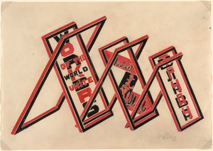 Propagandastånd (Workers of the World Unite) av Gustav Klutsis