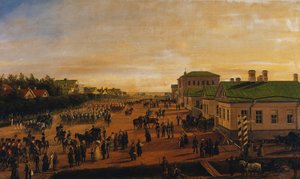 Tsar Nicholas återvänder från en militärparad i Krasnoe Selo, 1848