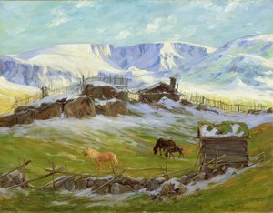 Morgonsol över berget, Vaga (olja på duk) av Gustav Wentzel