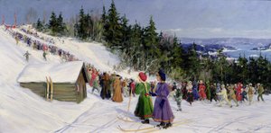 Skidtävling i Fjelkenbakken (olja på duk)