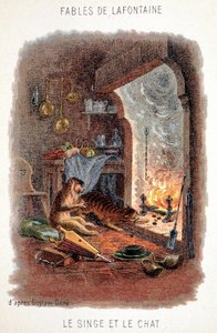 Fables de La Fontaine: Apan och katten, efter Gustave Doré. av Gustave (after) Dore