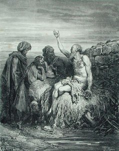Job och hans vänner, graverad av J. Regnier, ca 1868 (gravyr) av Gustave (after) Dore