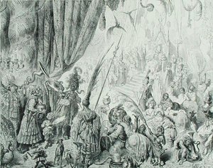 Kungen av Serendibs hov, ca 1868 (gravyr) av Gustave (after) Dore