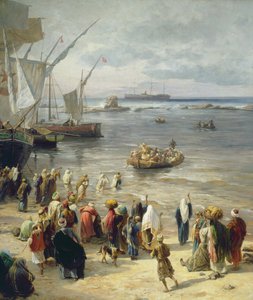 Jaffa, Rekrytering av turkiska soldater i Palestina, 1888 (höger detalj av 226323)