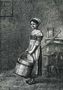Cosette bär en hink, illustration från "Les Miserables" av Victor Hugo