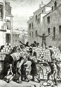 Barrikaden, illustration från "Les Miserables" av Victor Hugo (1802-85)