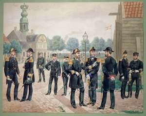 Officerare för danska marinen vid Akademien. Akvarell av Gustav Brock av Gustave Brock
