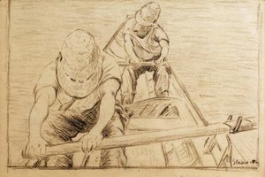 Kanotister som ror på Yerres av Gustave Caillebotte