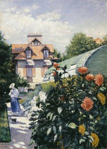 Dahlior, trädgård vid Petit Gennevilliers - Gustave Caillebotte (1848-1894). olja på duk av Gustave Caillebotte