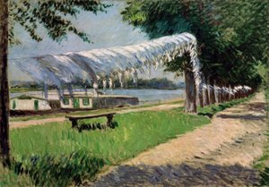 Tvätttorkning på stranden av Seine, Petit Gennevilliers av Gustave Caillebotte