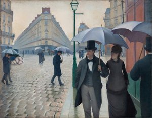 Parisgatan, regnig dag, 1877. av Gustave Caillebotte