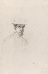 Självporträtt med hatt, ca 1879 (grafit på strukturerat papper) av Gustave Caillebotte