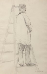 Studie för husmålare: Man på stege, trekvart bakifrån av Gustave Caillebotte