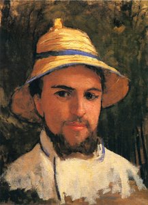självporträtt med stråhatt av Gustave Caillebotte