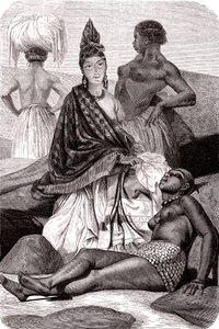 Signare, de mulattfranska afrikanska kvinnorna på ön Goree, Senegal. 1861 (gravyr)