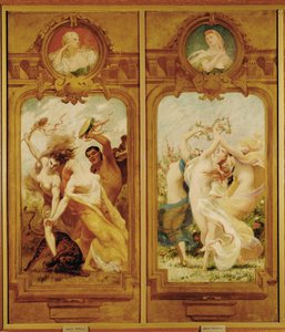 Foyer de la Danse har fyra väggmålningar av Boulanger som visar en Danse Bachique, Bacchanalia och en danse champetre, en lantlig dans ... (väggmålning)