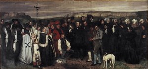 En begravning i Ornans - Olja på duk av Gustave Courbet