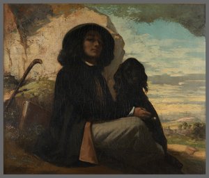 Självporträtt, så kallat ”Courbet med den svarta hunden” av Gustave Courbet