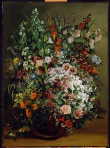 Bukett blommor i en vas av Gustave Courbet