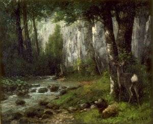 Courbet - Hjort i skogen, cirka 1839-1877 av Gustave Courbet