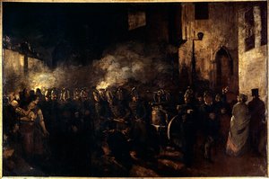 Brandmän driver en brand Målning av Gustave Courbet (1819-1877) 1850 Sön. 3,88x5,8 m Paris, Musee du petit palais av Gustave Courbet