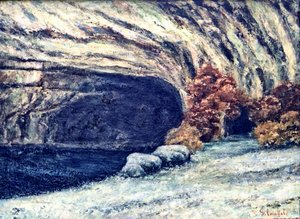 Snötäckt Loue-grotta av Gustave Courbet