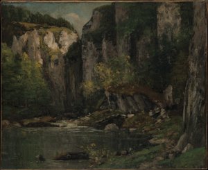 Flod och klippor av Gustave Courbet