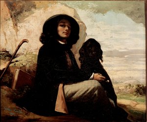Självporträtt med svart hund av Gustave Courbet (1819-1877) 1842 av Gustave Courbet