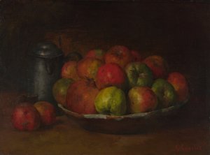 Stilleben med äpplen och ett granatäpple, 1871-1872 av Gustave Courbet