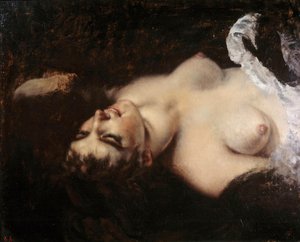 Studie för kvinnan med papegojan Modellen kan vara Joanna Hiffernan, dit Jo - Målning av Gustave Courbet (1819-1877) av Gustave Courbet