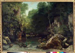 Den täckta bäcken, känd som ingången till Vallee du Puits-Noir, Doubs: Effect of Twilight Painting av Gustave Courbet (1819-1877) 1865 Dim. 0,94 x 1,35 m. Paris. Orsay museum av Gustave Courbet