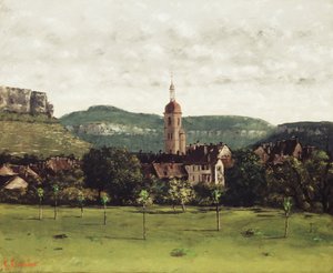 Vy över Ornans och dess klocktorn, c.1858 av Gustave Courbet