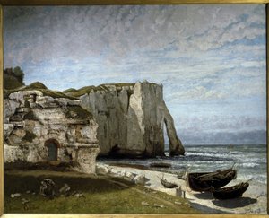 Utsikt över Etretats klippor efter stormen, Normandie av Gustave Courbet