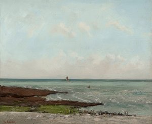 Tvättstugor på Ebbe, Étretat. 1866 eller 1869 av Gustave Courbet