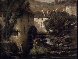 Vattenkvarn (olja på duk) av Gustave Courbet