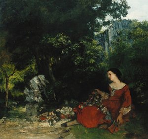 Kvinna med en krans; Femme a la Guirlande, 1856 av Gustave Courbet