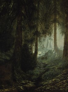 Hjort i ett skogslandskap av Gustave Dore
