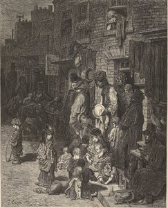 Gustave Doré - Wentworth Street Whitechapel - London, en pilgrimsfärd av Gustave Dore